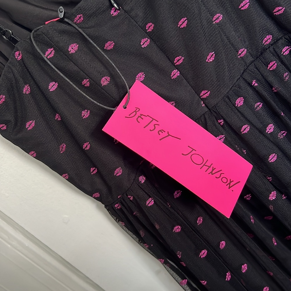 Betsey Johnson Black Dress with Pink Polka Dots - Picture 6 of 9